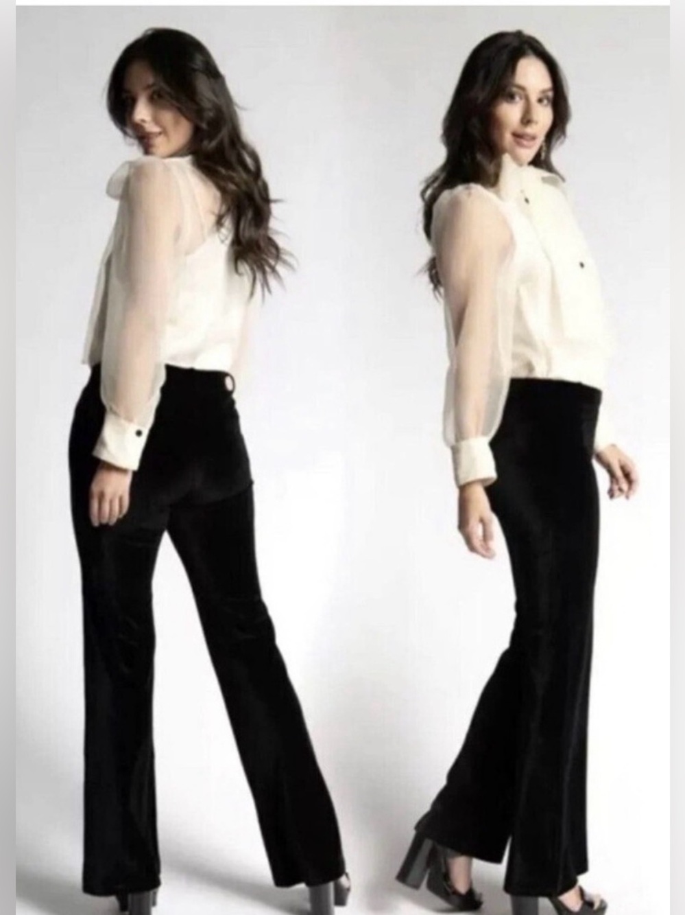 * New Betabrand Black Velvet Slight Flare Dress Pants Yoga Pants SZ Medium *